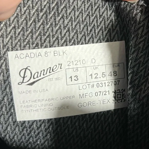 Danner Acadia 8” Black Leather Men's Boots Tactical Boot Line Size 13 - Picture 10 of 10